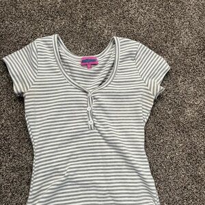 Striped Gray and White Top